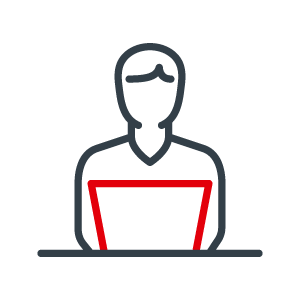WEdirekt Icon Datenprüfung Icon Person arbeitet an PC